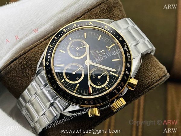 2021 New! TWS Swiss Omega Speedmaster 7750 Chronograph Watches BlackGold Bezel 3