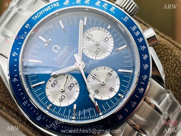 2021 New! Swiss Omega Speedmaster 7750 Watch Blue Bezel Stainless Steel 3