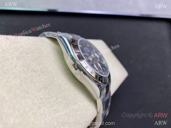 Swiss Copy Rolex Daytona A7750 Chronograph Watch 904L Silver Steel Black Dial 3
