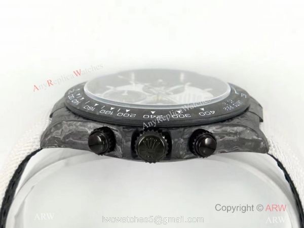Super Clone Rolex Daytona Diw Carbon Swiss 4130 Noob Factory Panda Dial on White Nylon Strap 3