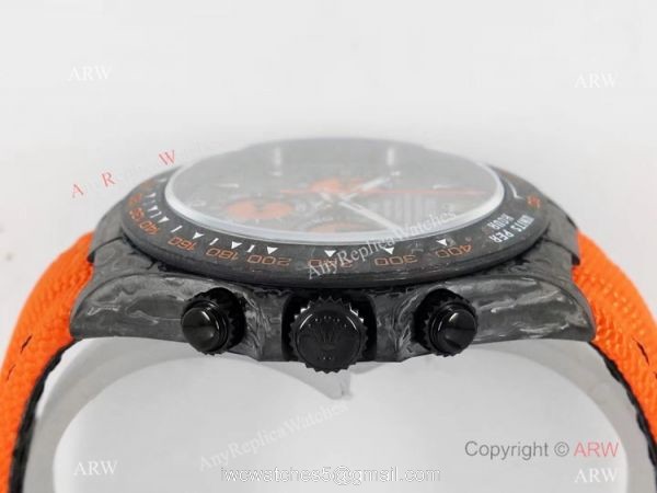 Super Clone Rolex Diw Daytona Noob Factory Forged Carbon Orange Nylon Strap Swiss 4130 3
