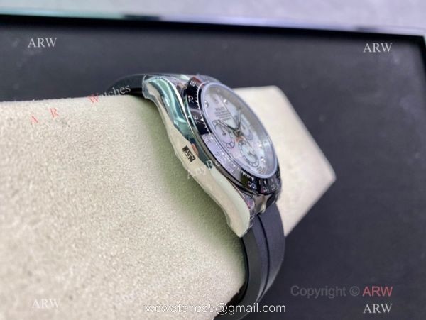 Swiss Grade Rolex Daytona A7750 Watch White MOP Dial Oysterflex Rubber 3