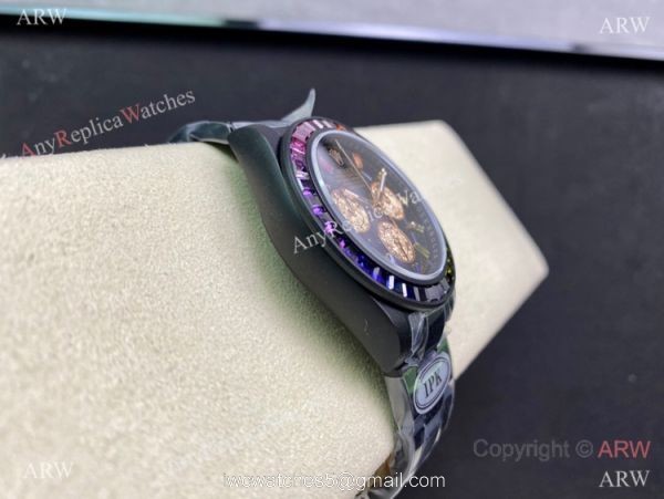 (2022 New) IPK Factory Rolex Daytona Blaken DLC Coated White Black Dial Watch Swiss 7750 Movement 3