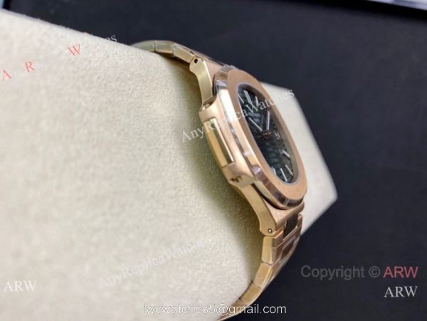 Swiss Copy Patek Philippe Nautilus Cal 324 sc Watch Rose Gold Olive Green Dial 3