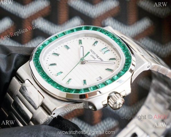 New! Swiss Grade Patek Philippe Nautilus New 5711 Watch 40.5mm Stainless Steel Green Diamond Bezel 3