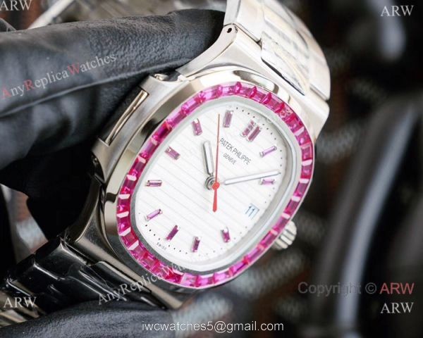 New! Swiss Replica Patek Philippe Nautilus Watch Stainless Steel Pink Diamond Limited New PP5711 3