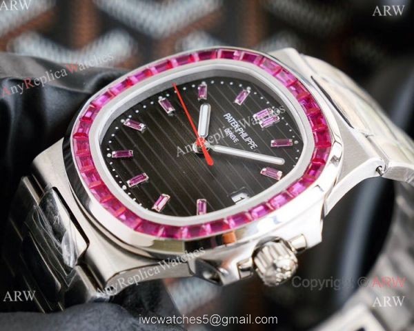 New! Swiss Replica Patek Philippe Nautilus PinkBlack Watch 40.5mm Limited New PP5711 3
