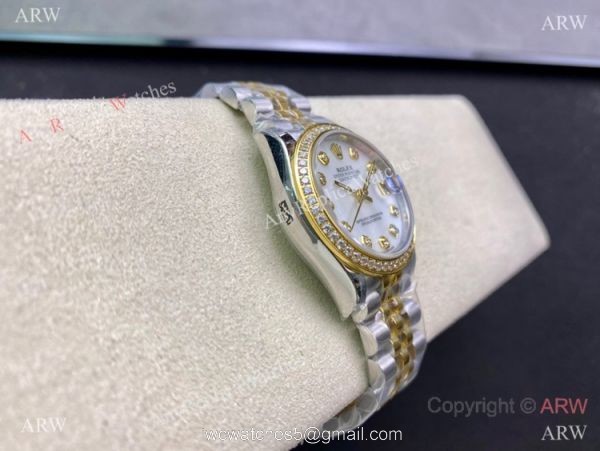 Swiss Copy Rolex Datejust I Two Tone Mop Dial Diamond watch 31mm Mid-size 3