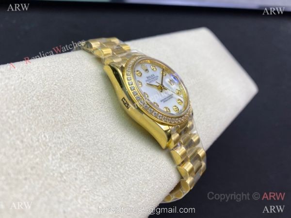 Swiss Replica Rolex Datejust 31mm Diamond watch Yellow Gold Presidential 3