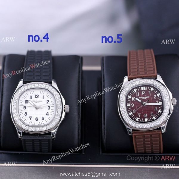 Best Replica Patek Philippe Aquanaut Lady Watches Diamond Bezel Silver Case 3