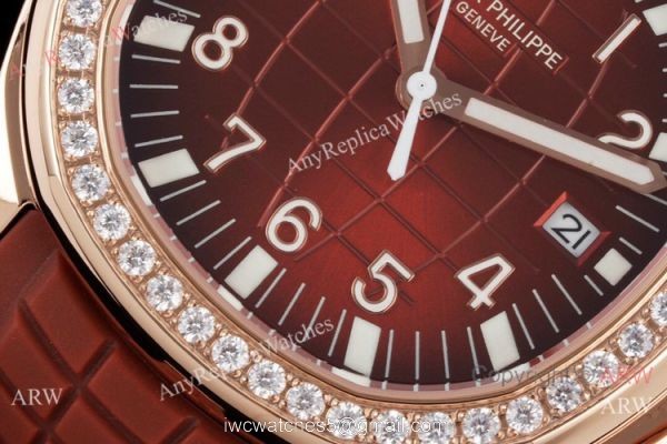 Swiss Quality Copy Patek Philippe Aquanaut Citizen 8215 Watch Rose Gold Chocolate Diamond Bezel 3