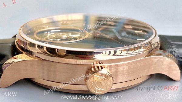 Super Clone IWC Portugieser Moon phase Tourbillon Edition Watch Rose Gold Black Dial 42mm 3