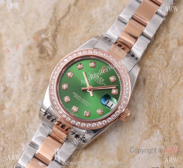New Replica Rolex Diamond bezel Datejust 2-Tone Blue Face Watch 31mm Ladies 3