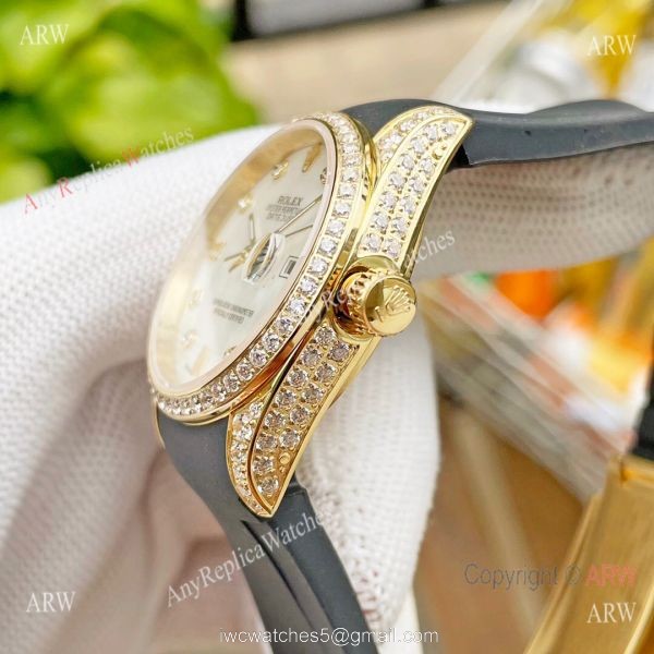 Replica Citizen 8215 ROLEX Datejust White Gold Diamond bezel Ladies Watch 3