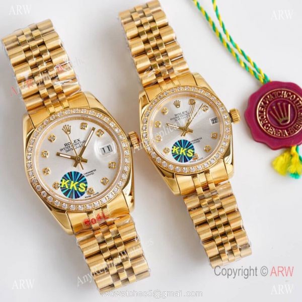 Replica ROLEX Datejust All Gold Diamond 28mm/36mm Citizen 8215 Watch 3