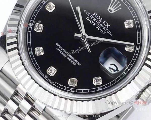 (JVS Factory) Copy Rolex Datejust 41mm Black Diamonjd Dial JVS New 3235 Movement 72hrs Power Reserve 3