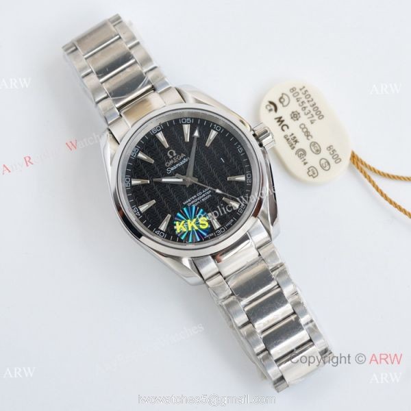 Swiss Quality Omega Aqua Terra 150m Citizen 8215 Watch Silver Wave Dial 3