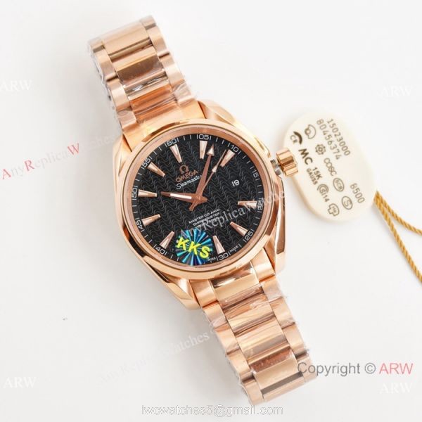 Swiss Quality Omega Aqua Terra 150m Citizen 8215 Rose Gold Leather Strap Watches 41.5mm 3