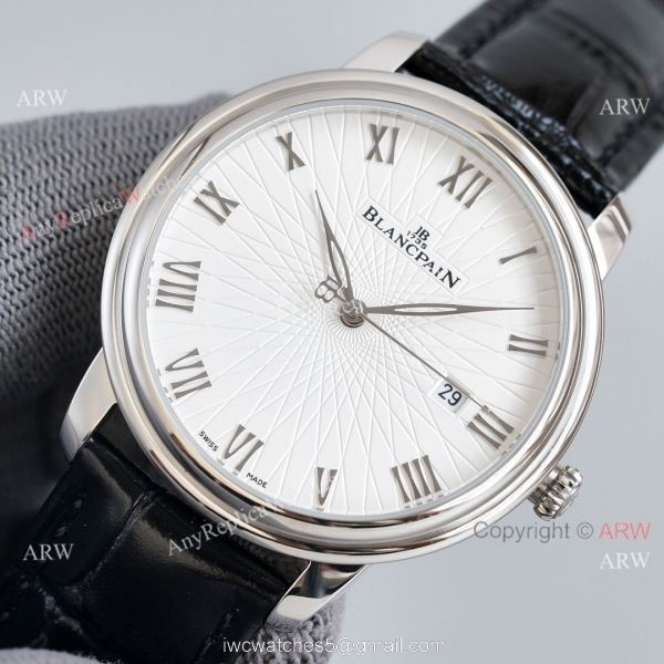 Replica Blancpain Villeret White Dial Leather Strap 40MM Watch With Roman Markers 3