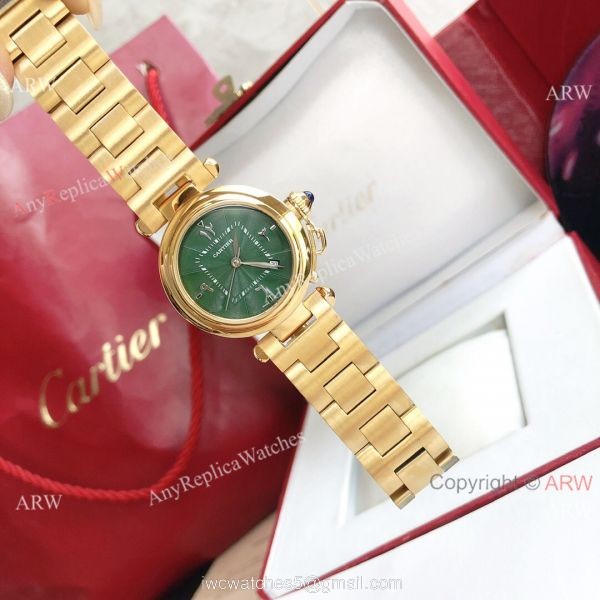 2022 New Copy Cartier Pasha Middle East Limited Edition All Gold Olive Green Dial Watch 3