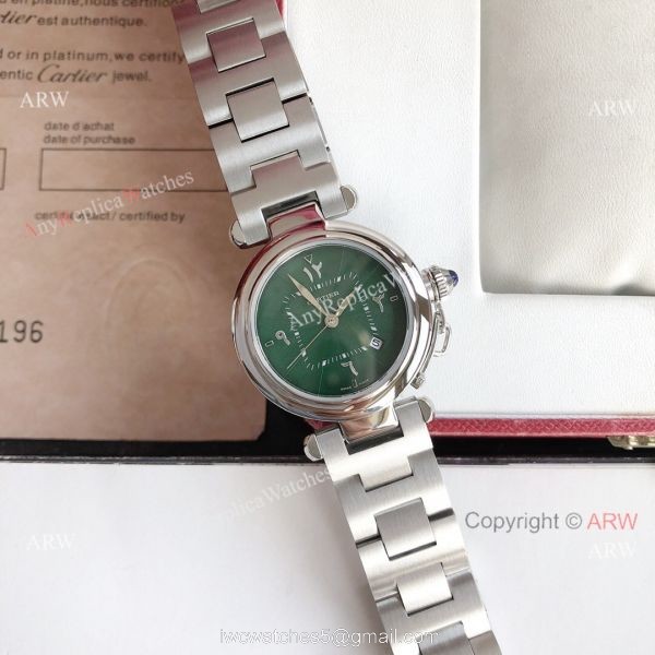 2022 New Copy Cartier Pasha Middle East Limited Edition Stainless Steel Olive Green Dial Watch 3