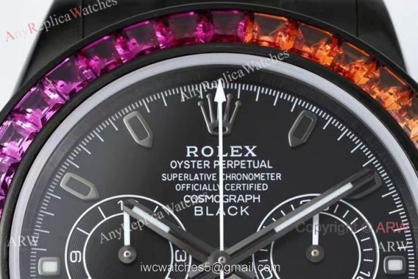 NEW! Noob Factory 4130 Rolex Daytona Blaken &8216;Black Venom Rainbow Bezel Watch 40mm 3