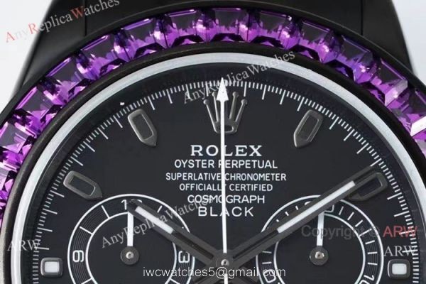 NEW! Noob Factory 4130 Rolex Daytona Blaken &8216;Black Venom 40 Watch Pink Diamond DLC Case 3