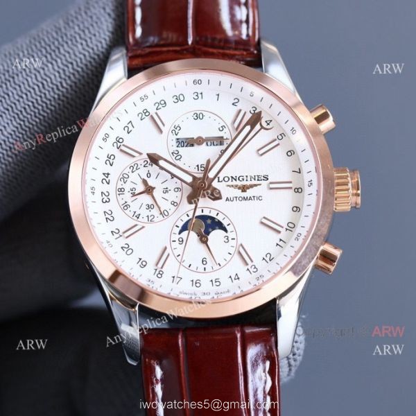Replica Longines Master Collection Moonphase Brown Leather Strap 40MM Watch 3