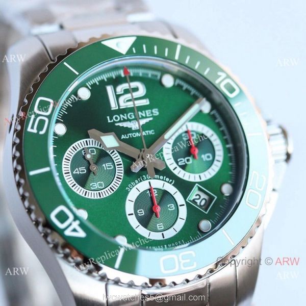 Swiss Replica Longines Hydroconquest 7750 Chronograph TWF Olive Green Watch 41mm 3