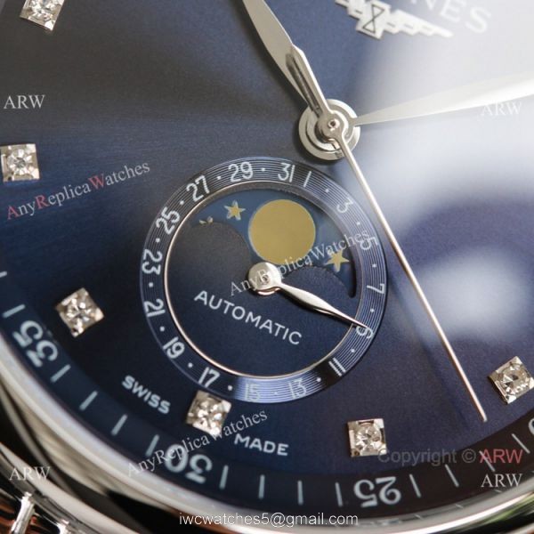 (GF) Swiss Grade Longines Master Moon phase Watch L899.5 Movement Blue Face 3