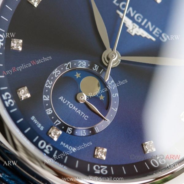(GF) Swiss Copy Longines Master Bucherer Blue Moonphase dial Watch Leather Strap 40mm 3