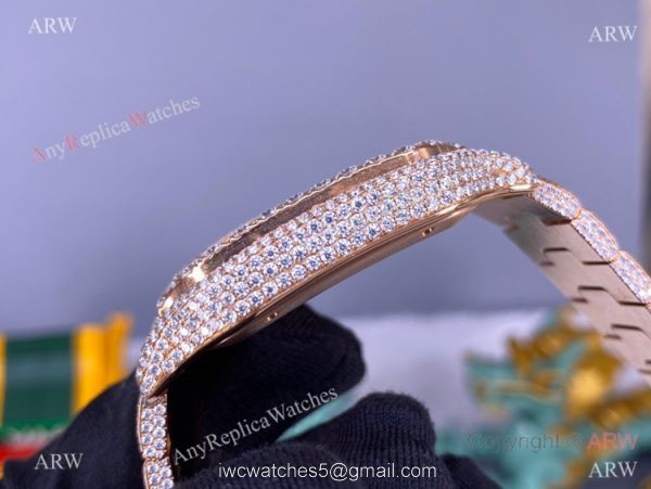 BV Factory Cartier Santos de Watch Iced Out Rose Gold Case 3