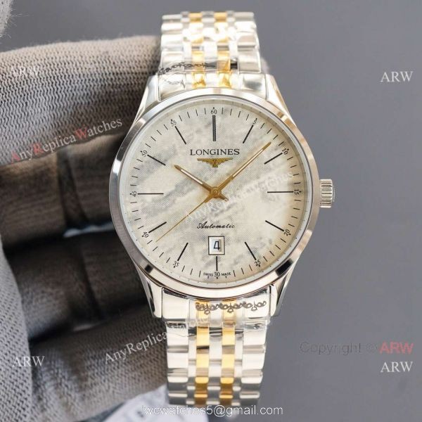 Replica Longines Elegant 2-Tone Steel Strap Rose Gold Bezel 8215 Movement Watch 3