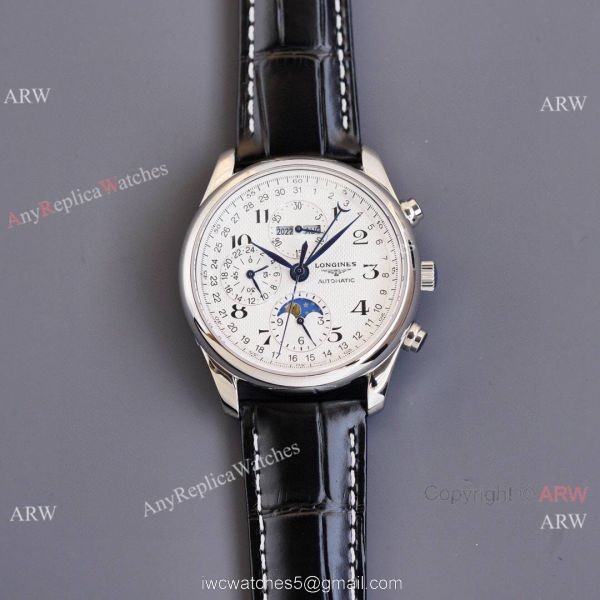 Replica Longines Master Collection Moonphase Leather Strap 40MM Watch With Arabic Markers 3