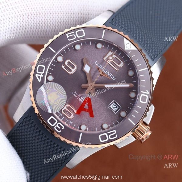 Best Replica Longines Hydroconquest Two Tone Rose Gold Purple Ceramic Watch 41mm 3