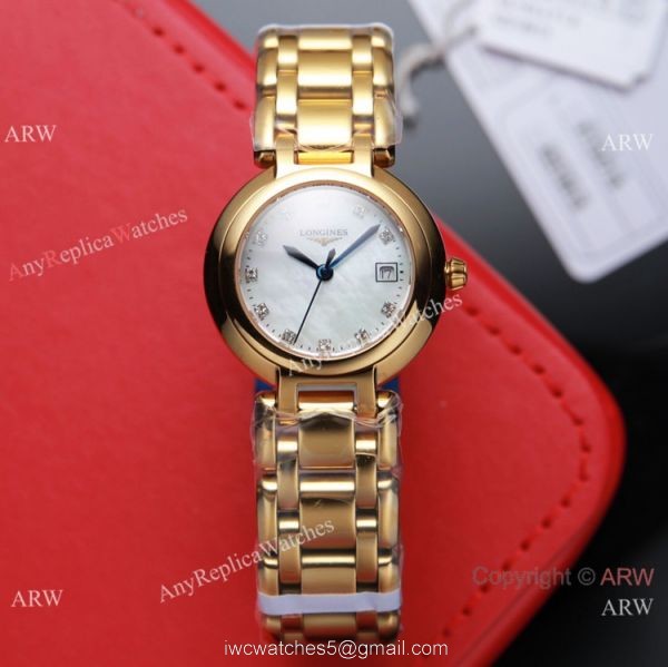 Swiss Quartz Longines PrimaLuna Ladies Watch 2-Tone White MOP Dial 3