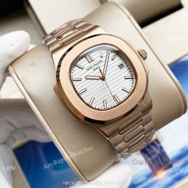 Swiss Quality Patek Philippe Nautilus Citizen 8215 Rose Gold Blue Replica Watches 3