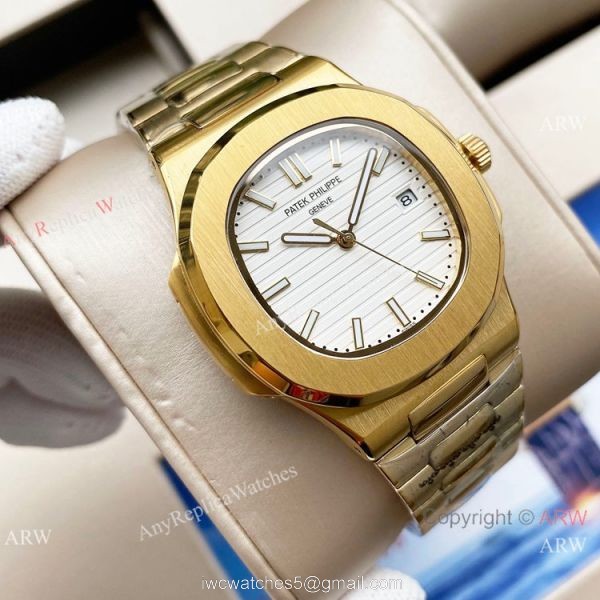 Swiss Quality Patek Philippe Nautilus 8215 Yellow Gold Black Face 42mm 3