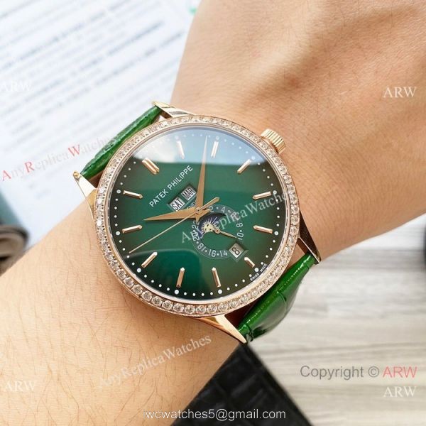 Clone Patek Philippe Calatrava Annual calendar Watch Rose Gold Case 42mm 3