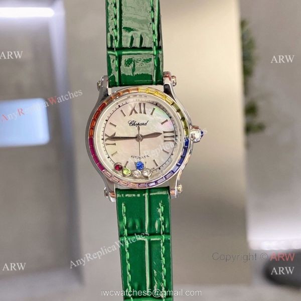Chopard Happy Sport 30 Watch Rainbow bezel 2-Tone Rose Gold 3