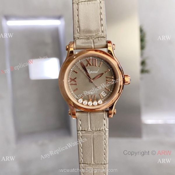 Knockoff Chopard Happy Sport Watch Rhodium Grey Rose Gold quartz 3