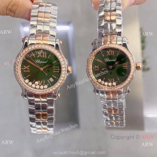 Copy Chopard Happy Sport 2-Tone Rose Gold Couple Watches Best Quality 3