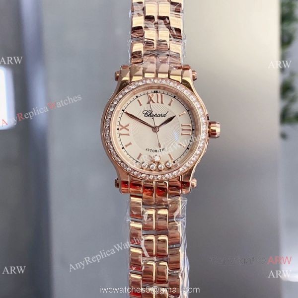 Copy Chopard Happy Sport 30mm quartz Watch Pink Rose Gold Case 3