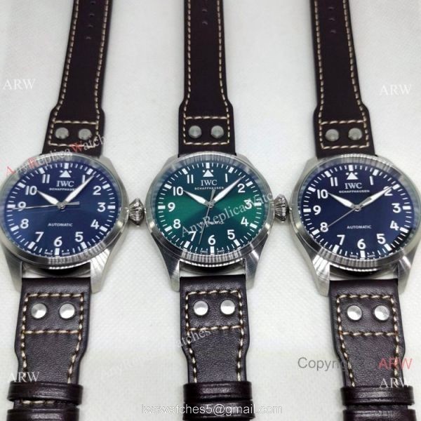 Best Quality IWC Pilots 43mm Automatic Watch Bucherer Blue Dial Silver Case 3