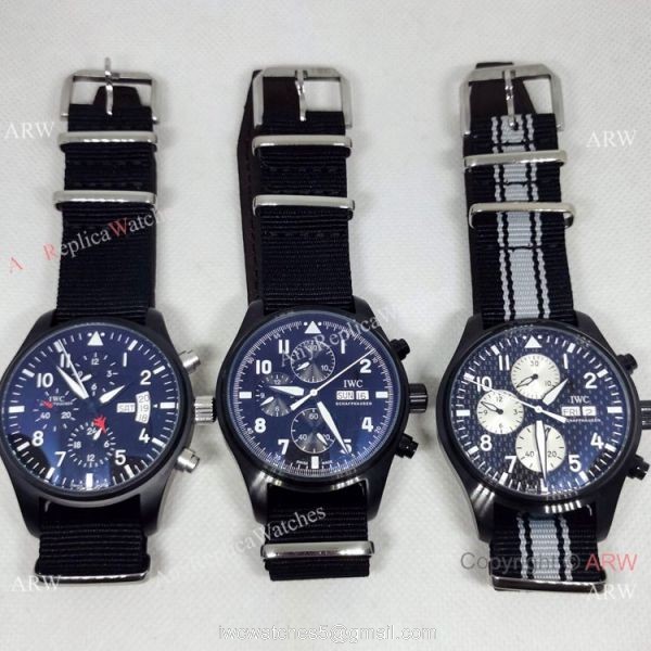 New Copy IWC Pilots Blacksteel Nylon Strap Watch Automatic 3