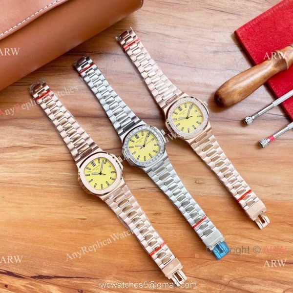 New Patek Philippe Nautilus Lemon Dial Diamond bezel Watches Automatic 3