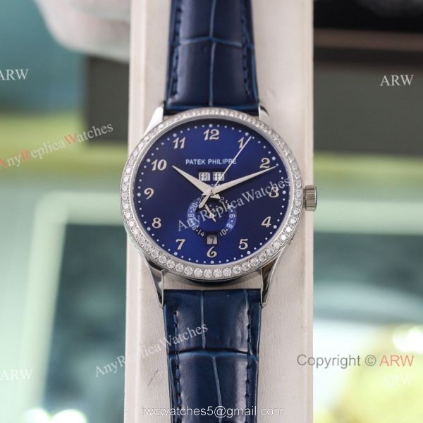 Swiss Quality Patek Philippe Calatrava Annual Calendar Silver Dial Rose Gold Watches 3