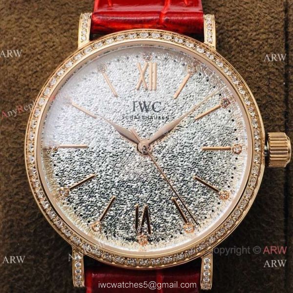 Swiss Copy IWC Portofino Rose Gold Diamond Bezel Lady Watch 3