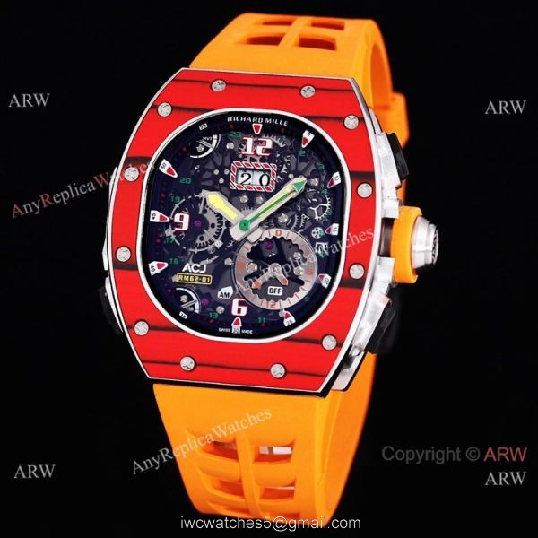Red Richard Mille Tourbillon Watch Rm 62-01 High End Replica For Men 3
