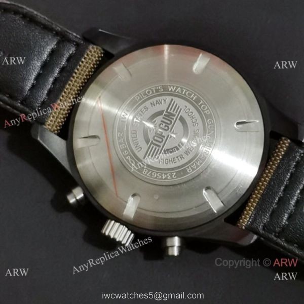 New Clone IWC Pilots Quartz Green fabric Leather Strap Watch 3